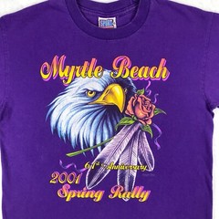 vintage 2001 MYRTLE BEACH BIKER RALLY EAGLE ROSE T-Shirt MEDIUM motorcycle 90s