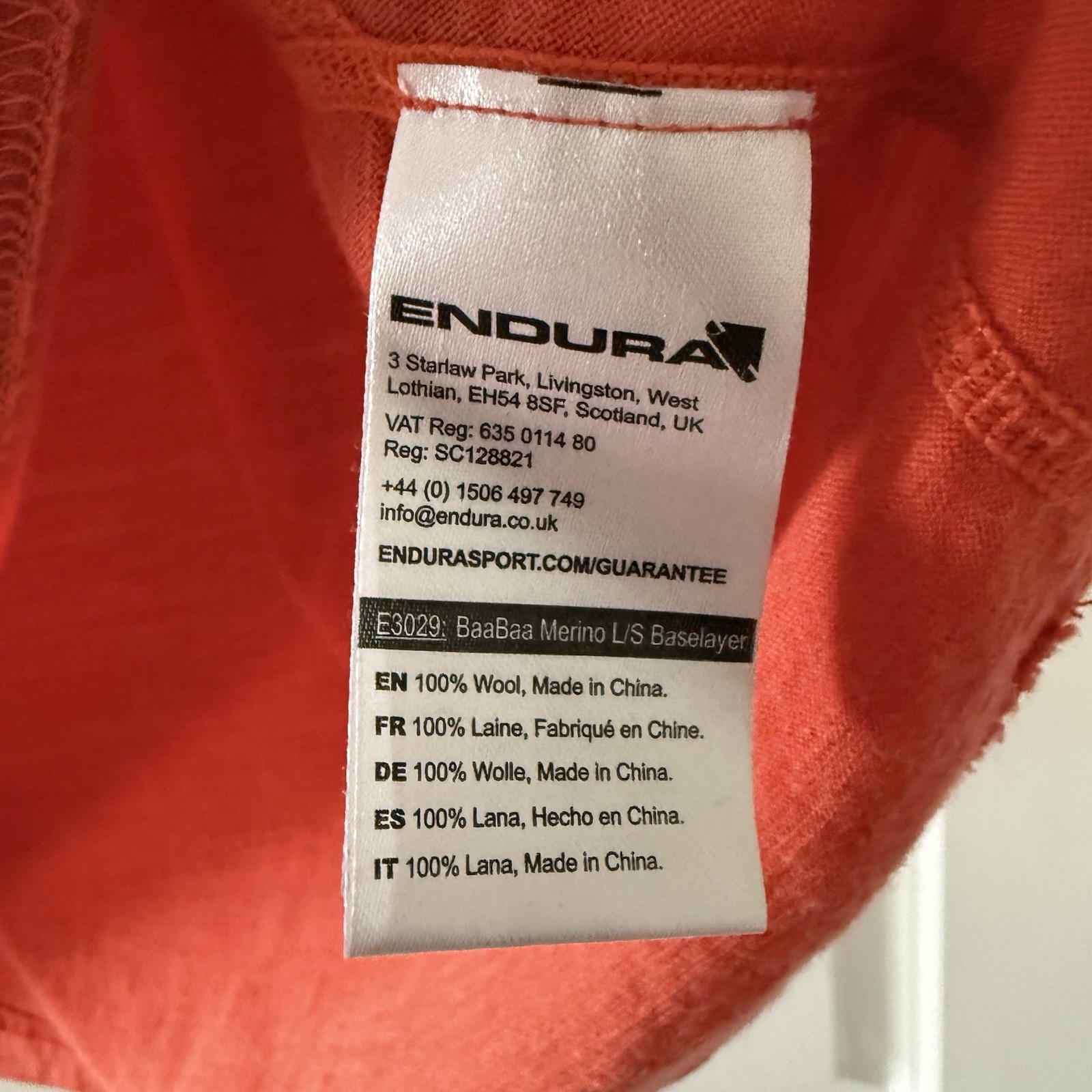 Endura Baabaa Merino Shirt Large Orange Outdoor Pullover Base Layer Cycling gallery