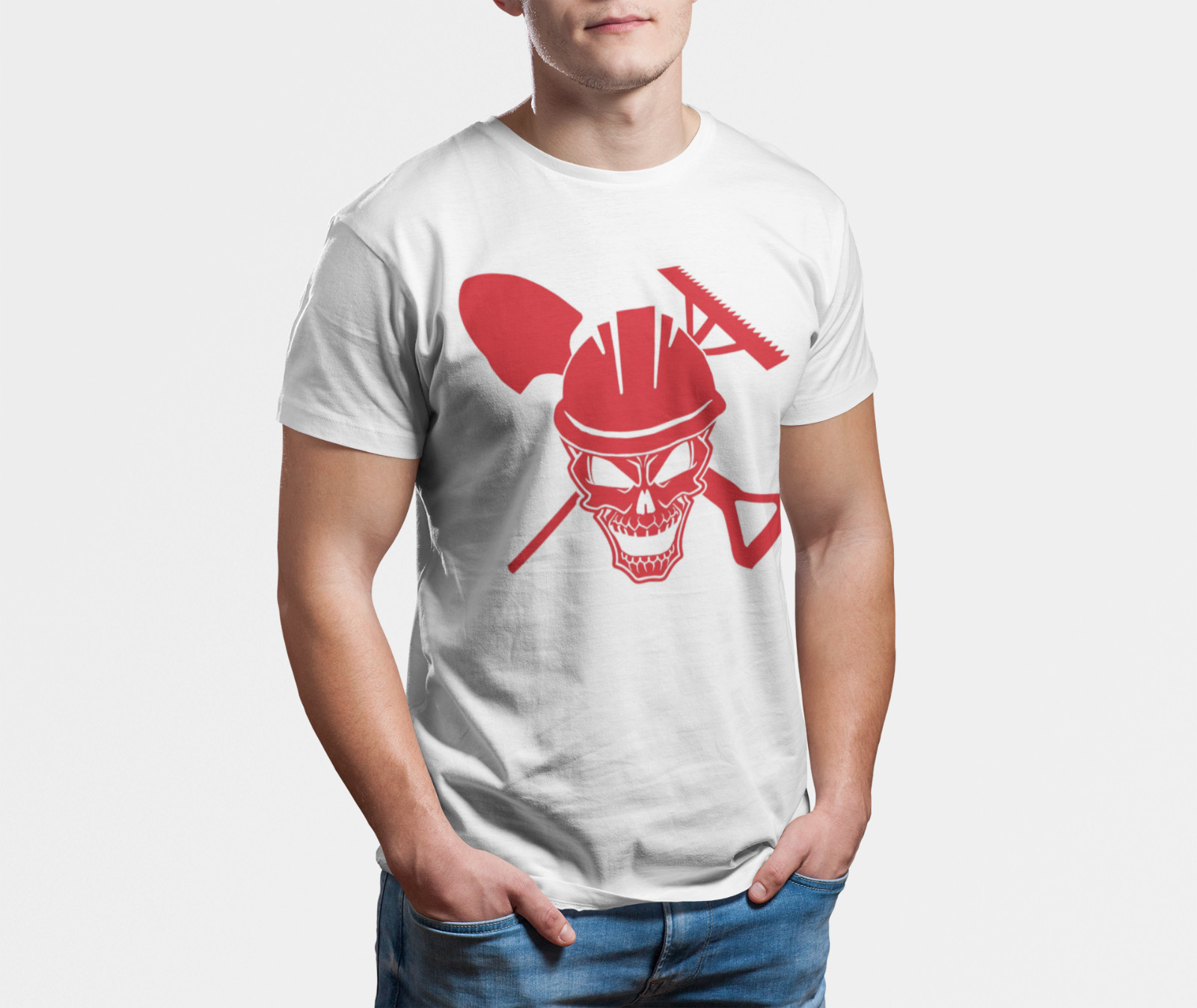 Construction Worker Skull T-Shirt – Hard Hat Builder Graphic Tee for Men gallery