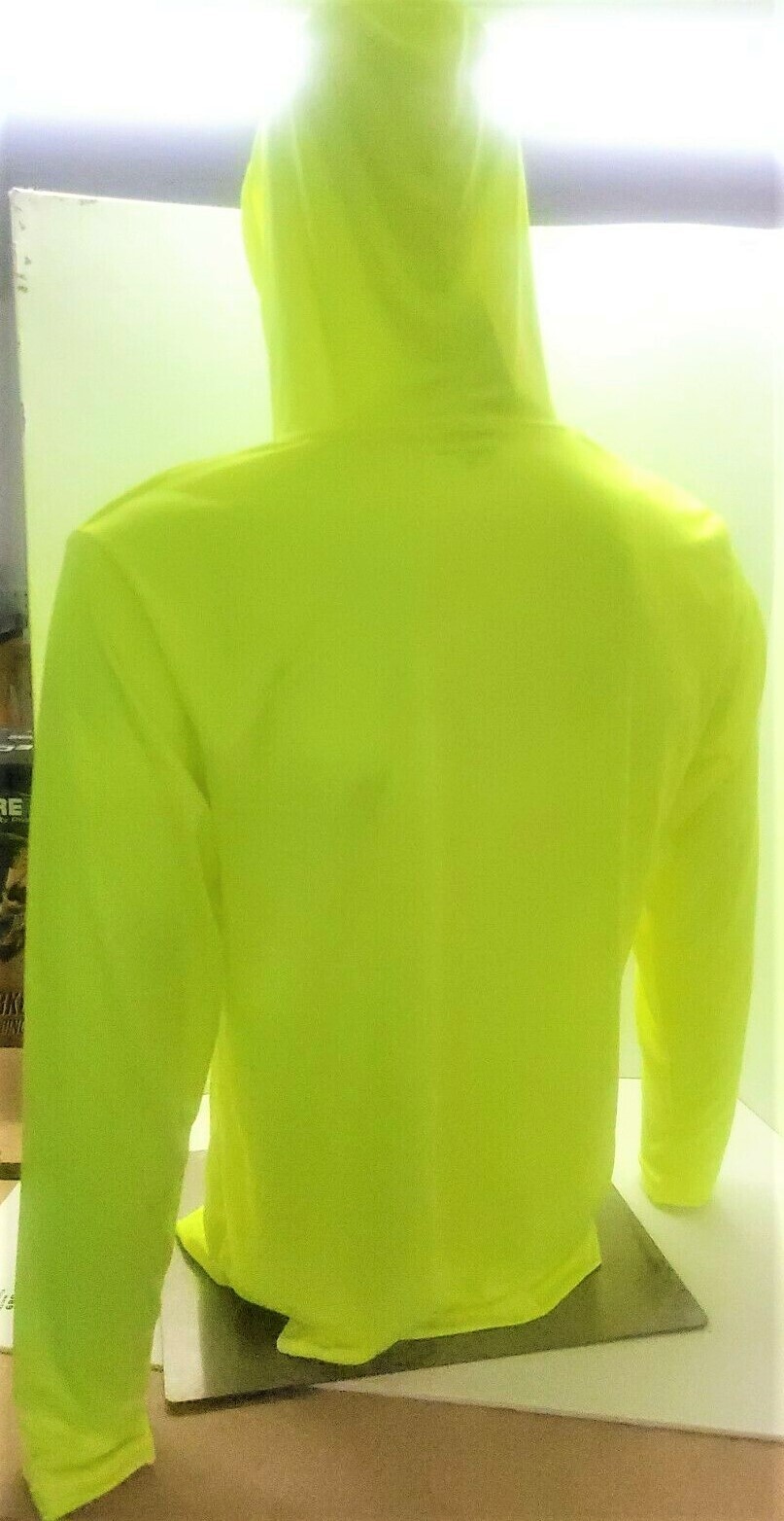 Neon Yellow Long Sleeve Safety Shirt With Hoodie, Polyester Birdeye mesh fabric gallery