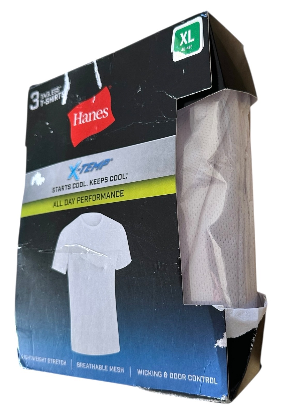 Hanes Men's Undershirts T-Shirt Pack, 3-Pack X-Temp Moisture-Wicking Sz XL White gallery