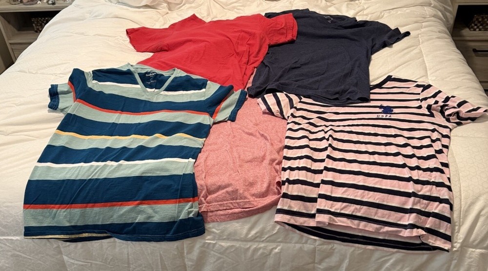 5 Medium Shirt Lot Polo Goodfellow Public Opinion Lions Crest USPA Vintage Nice