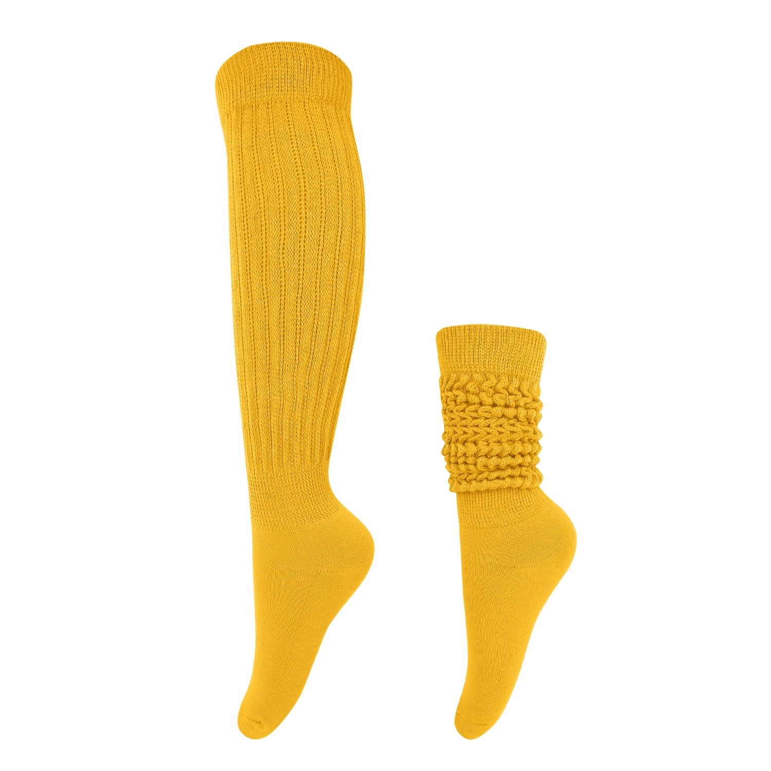 Slouch Socks for Women Teen Girls Funny Scrunch Socks Yellow Long Knit Stacke... gallery