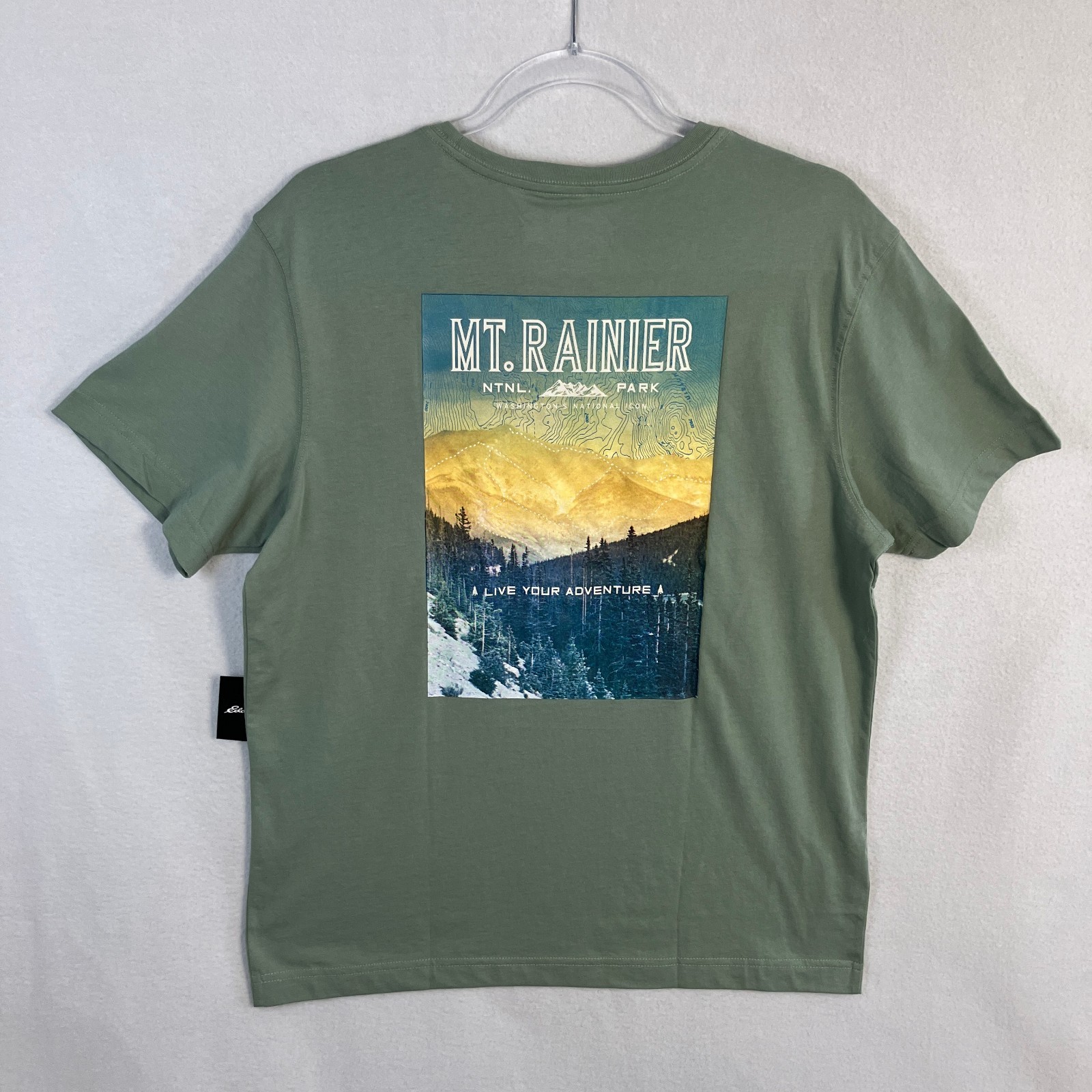Eddie Bauer Mt. Rainier Graphic T-Shirt Men's Size M Green Short Sleeve NWT gallery