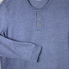 Croft & Barrow Easy Care Henley Long Sleeve Knit Top Men XXL Blue
