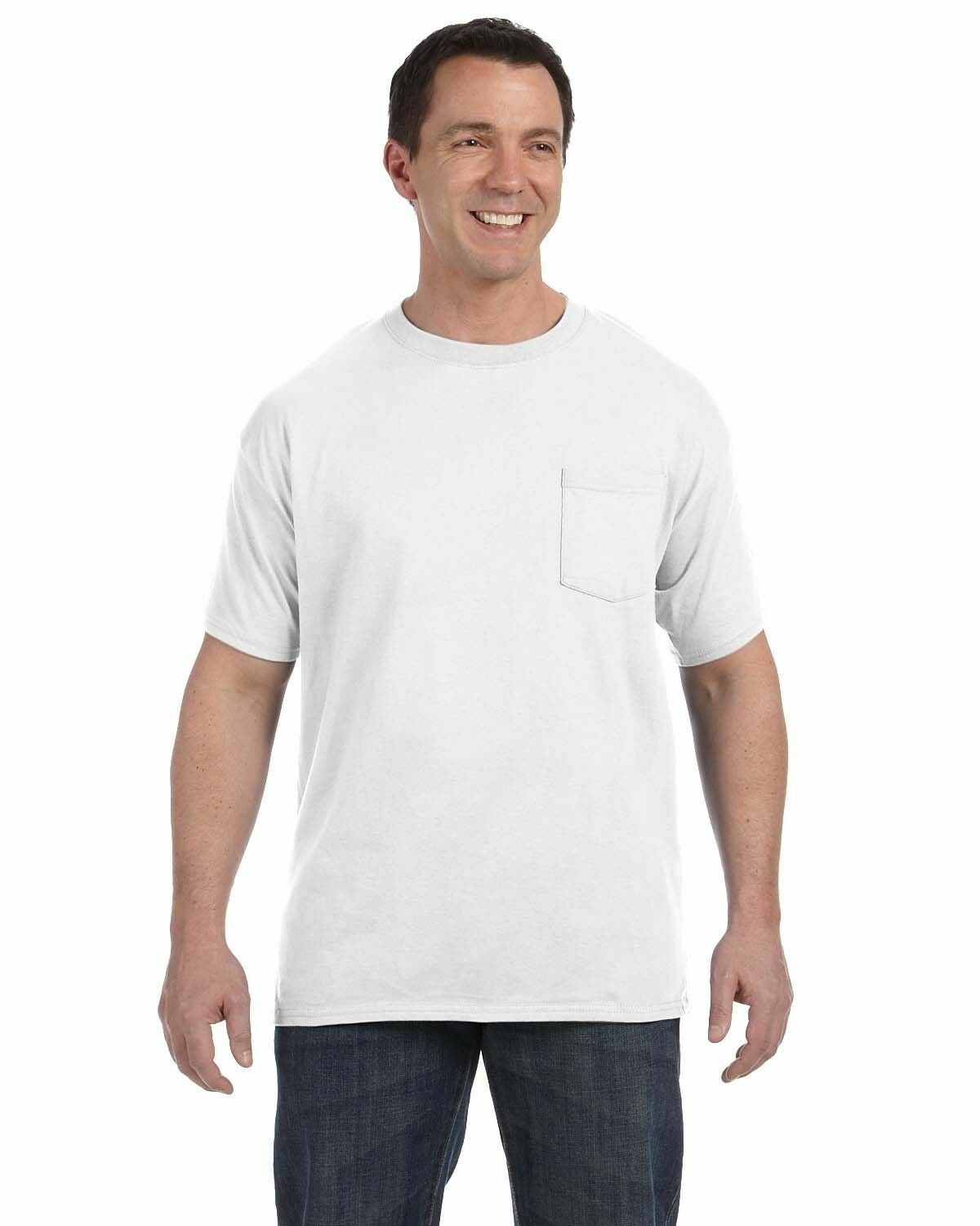 Hanes Men’s 100% Cotton Front Pocket White ComfortSoft T-Shirt – Size: XL
