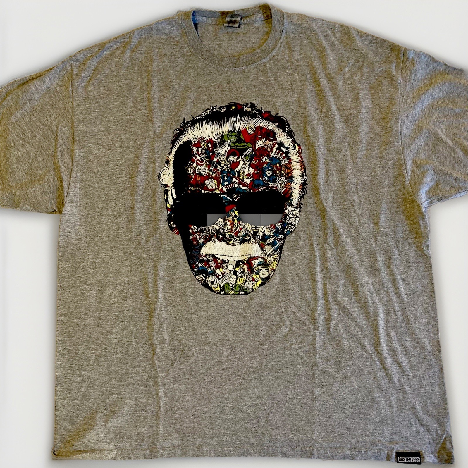 Marvel Comics Many Faces of Stan Lee Gray Mosaic Graphic T-Shirt Size 2XL gallery