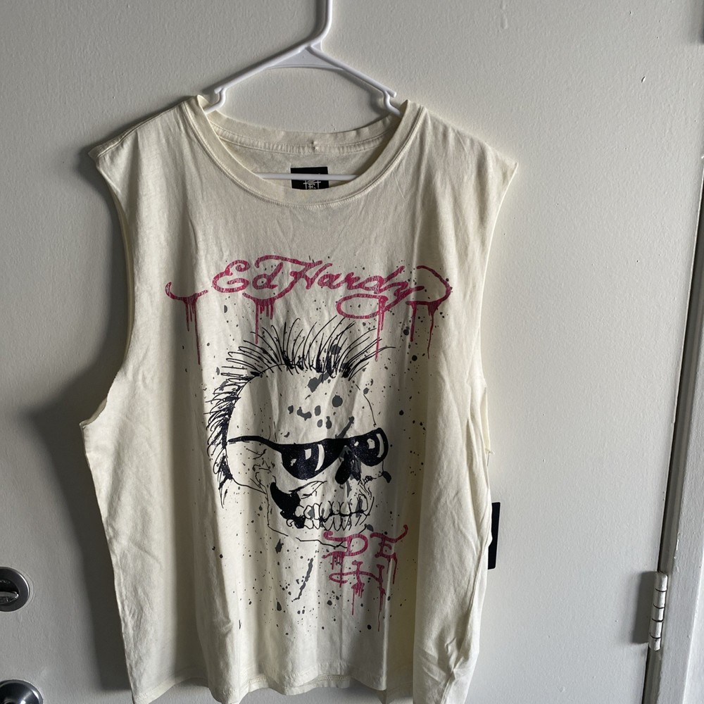 Vtg Y2K Style Ed Hardy Destroy Punks Not Dead Tattoo Tee Tank Skull Sz XXL