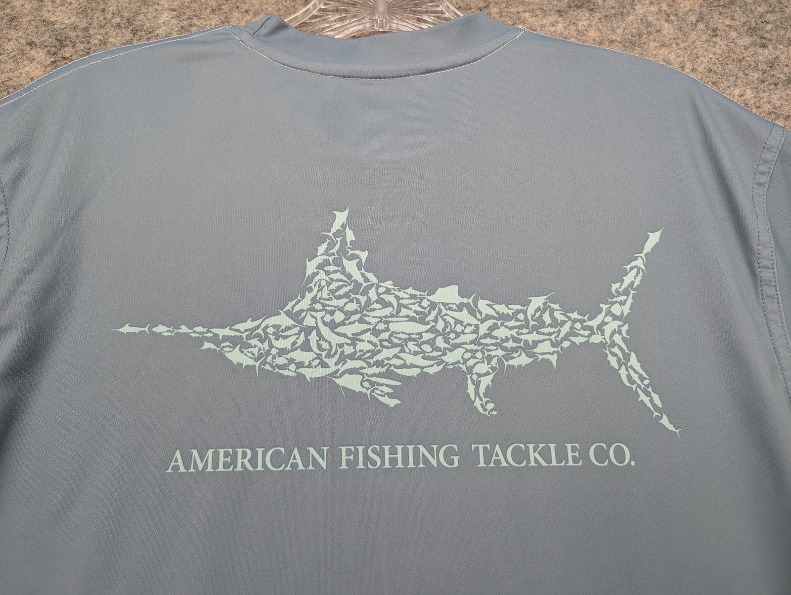 AFTCO Shirt Mens Small Gray Short Sleeve Stretch Performance Fishing gallery