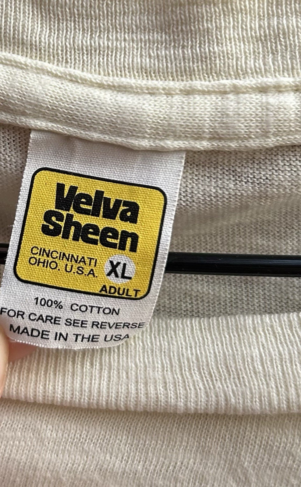Velva Sheen Rolled Tee In Oatmilk Tube Knit Tubular Loopwheeled Made In USA XL gallery