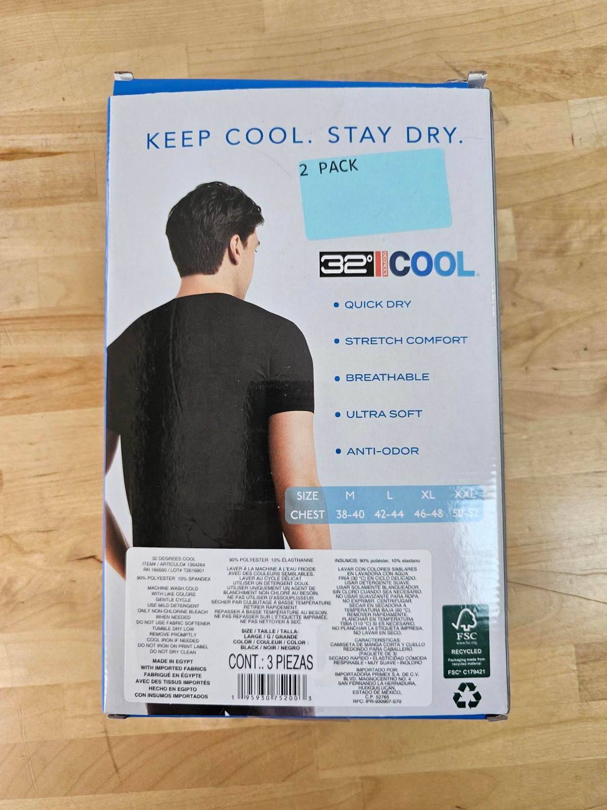 2 PACK - L / LARGE BLACK- 32 Degrees Cool Men's Short Sleeve T-Shirts Crew Neck gallery