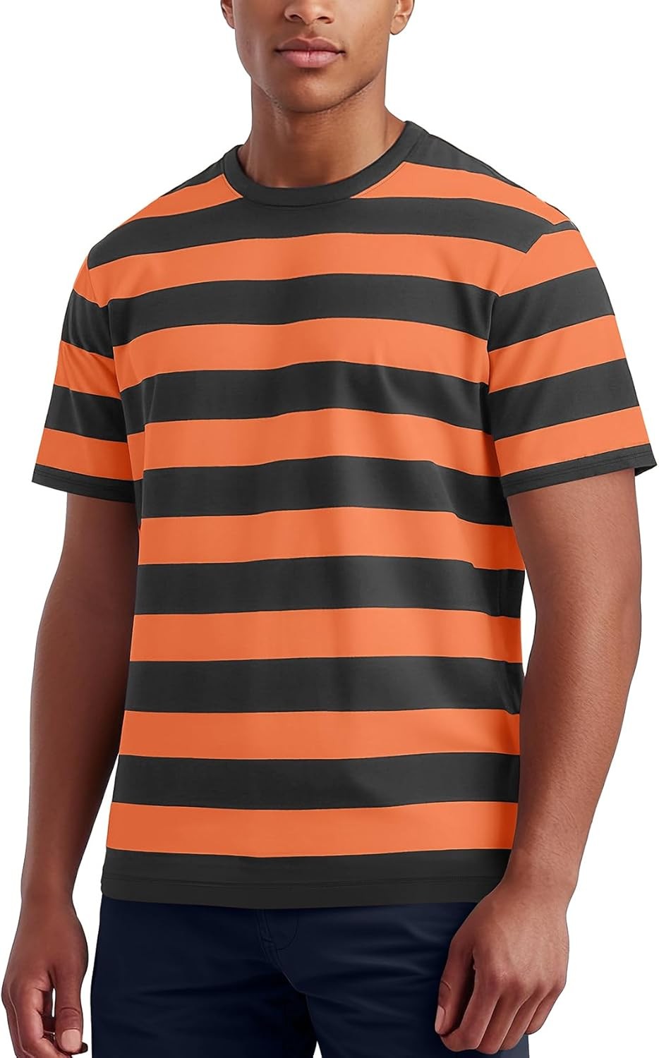 Mens Short Sleeve Striped T Shirt Casual Cotton Stretch Tee for Summer Layering gallery