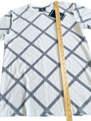 NWT Casa Moda Couture White Black Diamond Geometric Pattern Tee Unisex Men Sz S