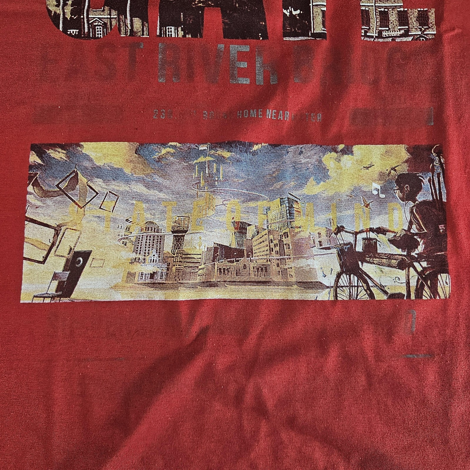 Array Shirt Mens Extra Large Red Highway Gate Graphic T-Shirt Bicycle Cityscape gallery