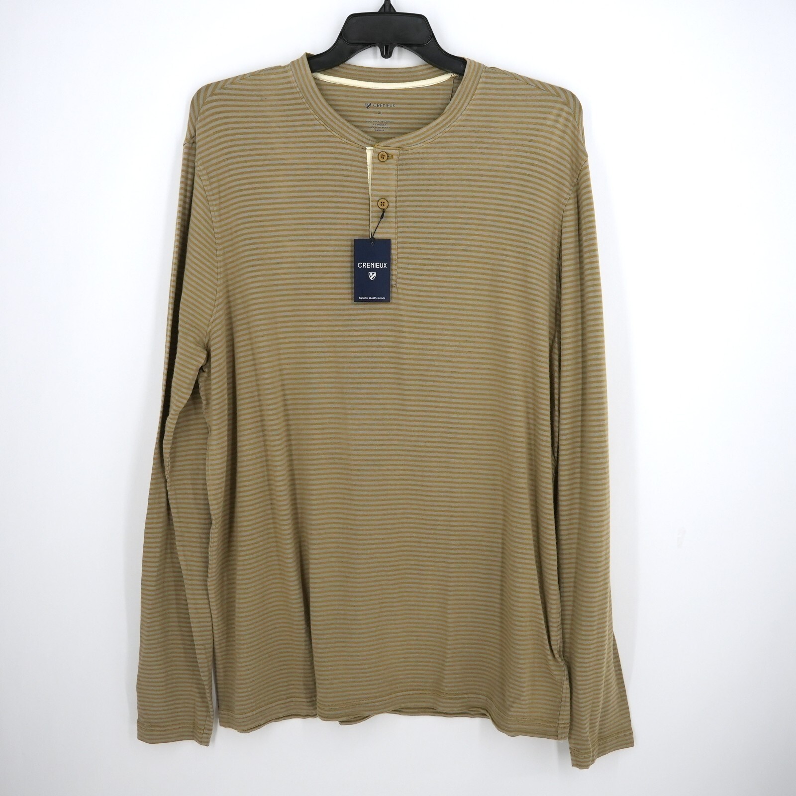 Cremieux Men's Long-Sleeve Henley Shirt XL Gold Gray Striped NWT FREE SHIPPING gallery