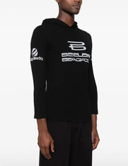 NWT Balenciaga AI Generated Logo Hooded Distress 3/4 Sleeve Tee Shirt Sz S $1250