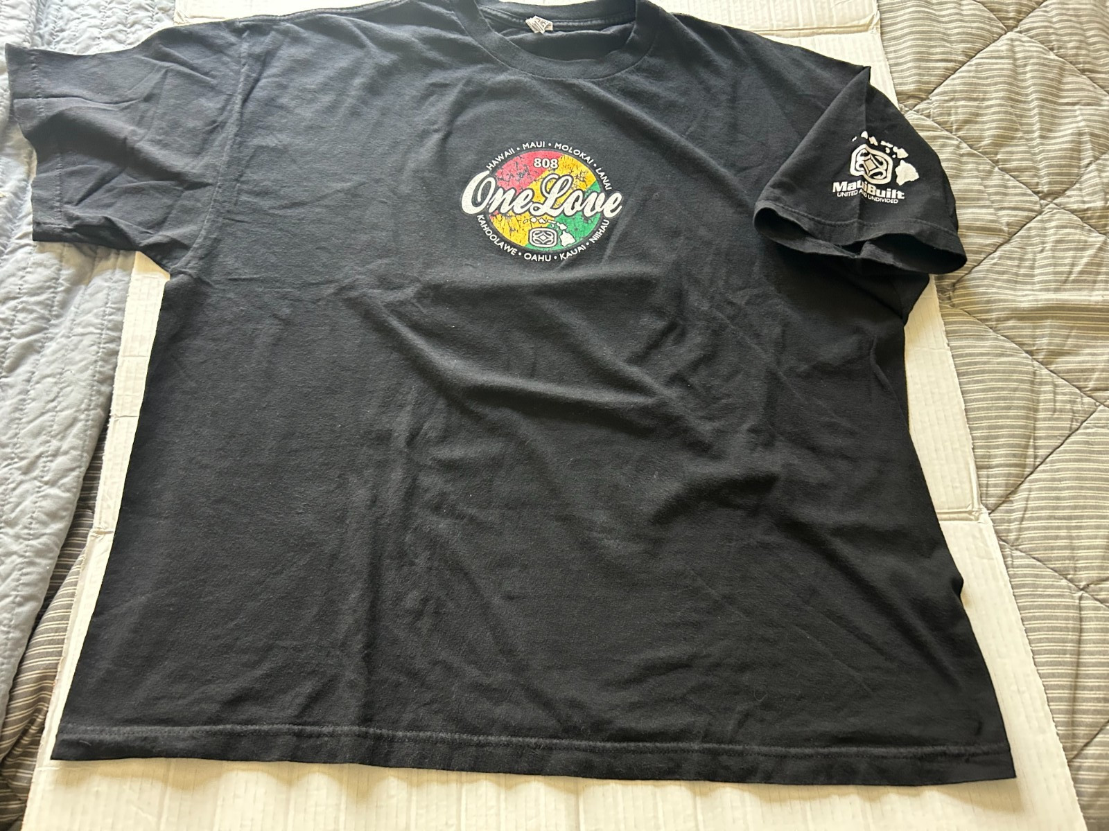 MAUI BUILT 808 ONE LOVE DISTRESSED 2XL BLK SHORT SLEEVE T SHIRT.SEE DESCRIPTION gallery