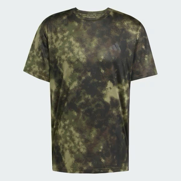 NEW Mens $35 ADIDAS Train Essentials All Over Print Tee JV7234 Olive Strata XXL gallery