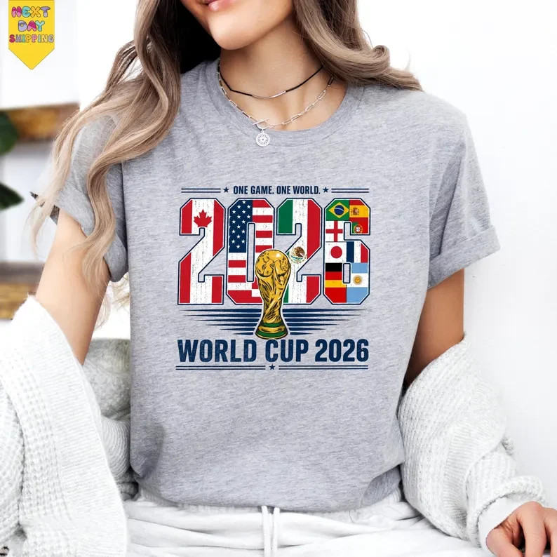 World Cup 2026 Trophy Graphic T-Shirt USA Canada Mexico Soccer Fan Tee gallery