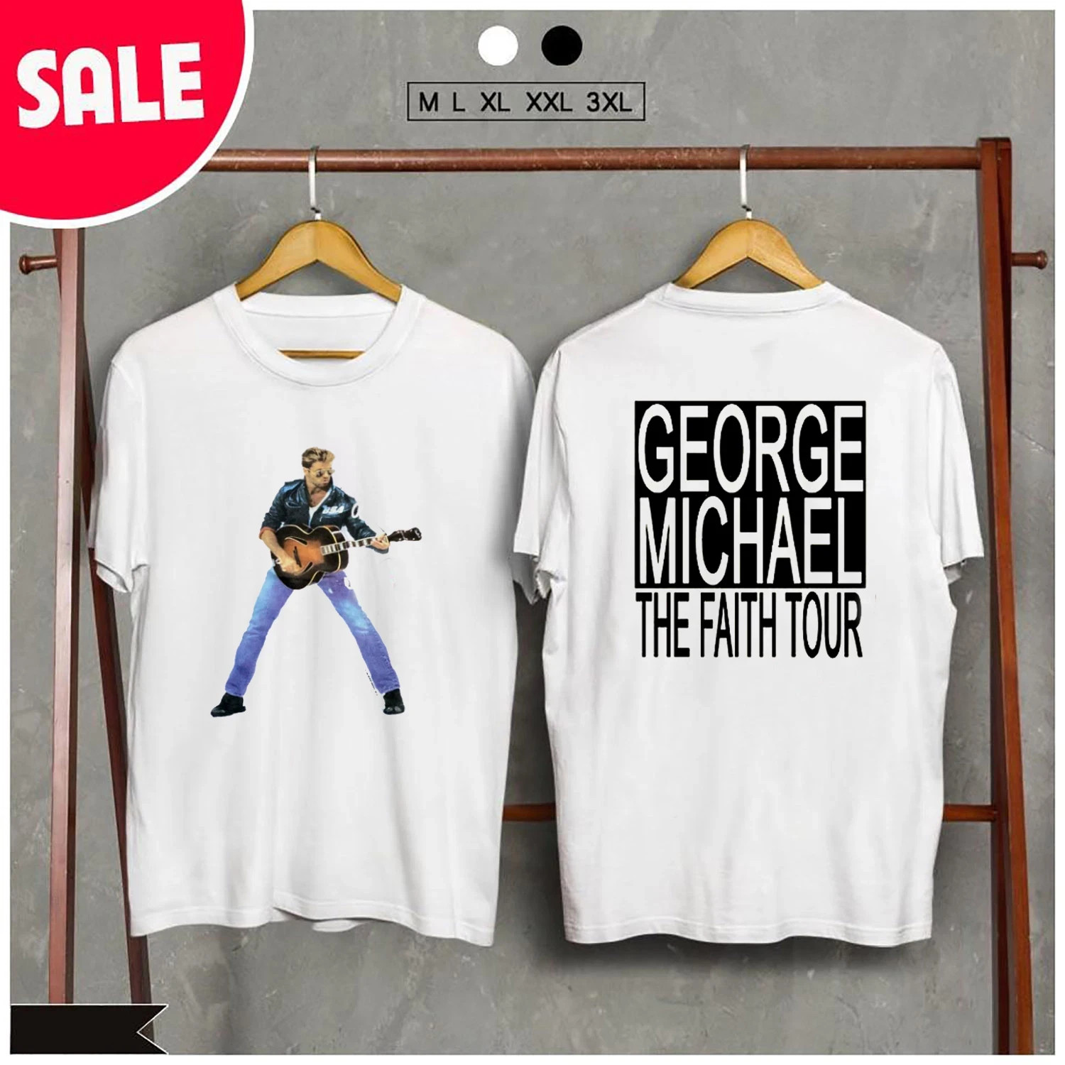 GEORGE MICHAEL THE FAITH TOUR 1988 2 side White All Size Shirt HS457