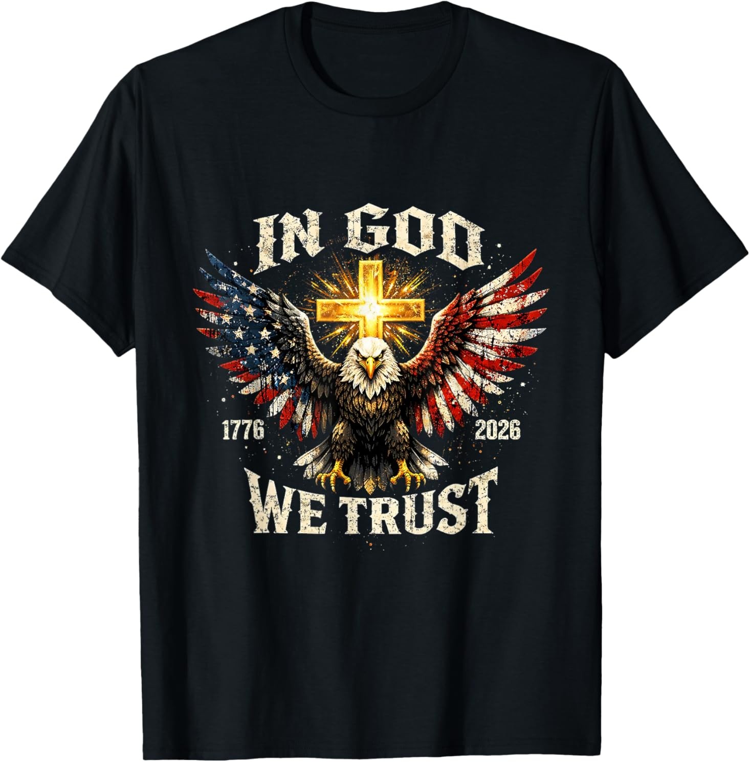 in God We Trust 250 Years of Freedom USA Eagle Cross T-Shirt gallery