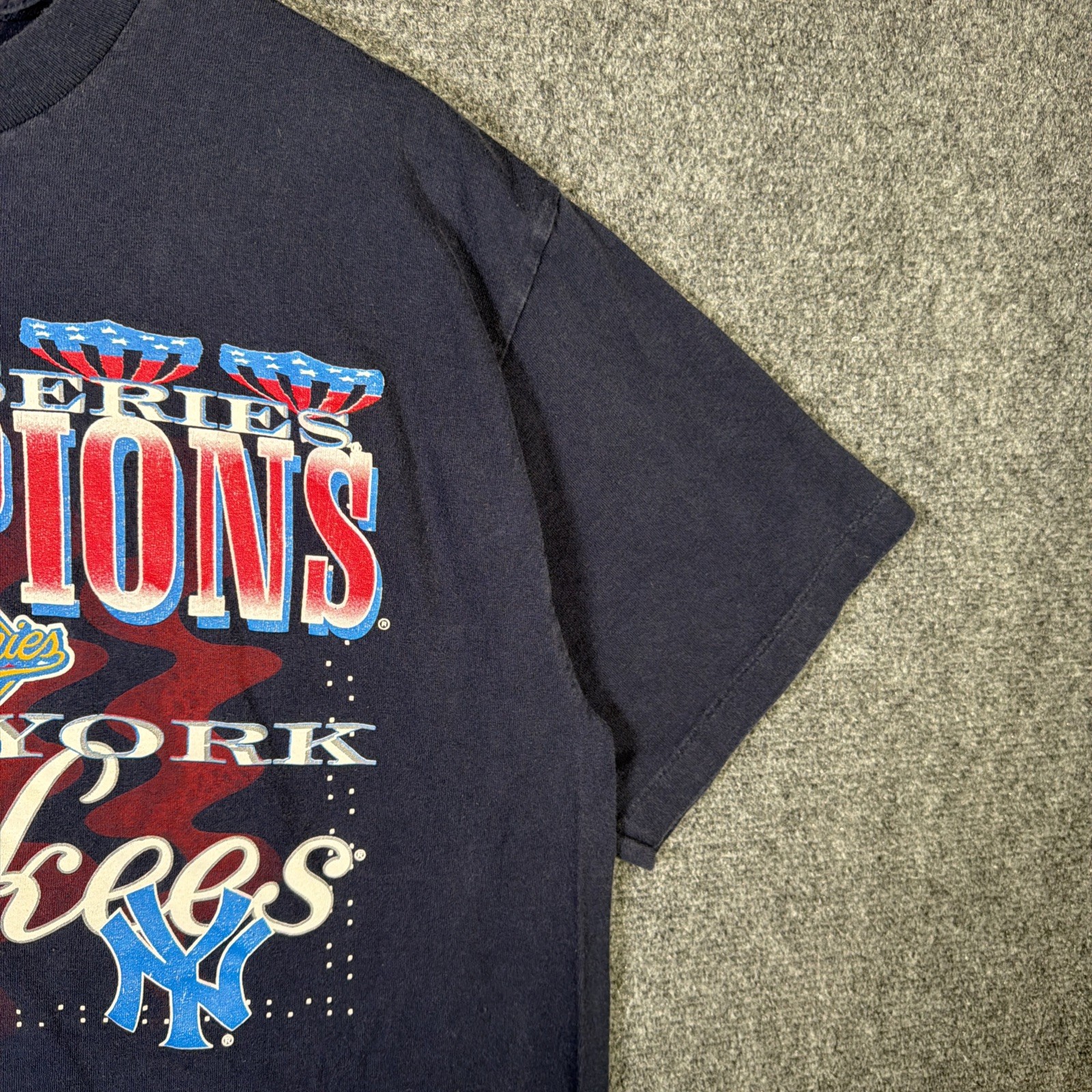 Vintage New York Yankees Shirt Mens Large Blue 90s Baseball MLB Sports 1996 USA gallery