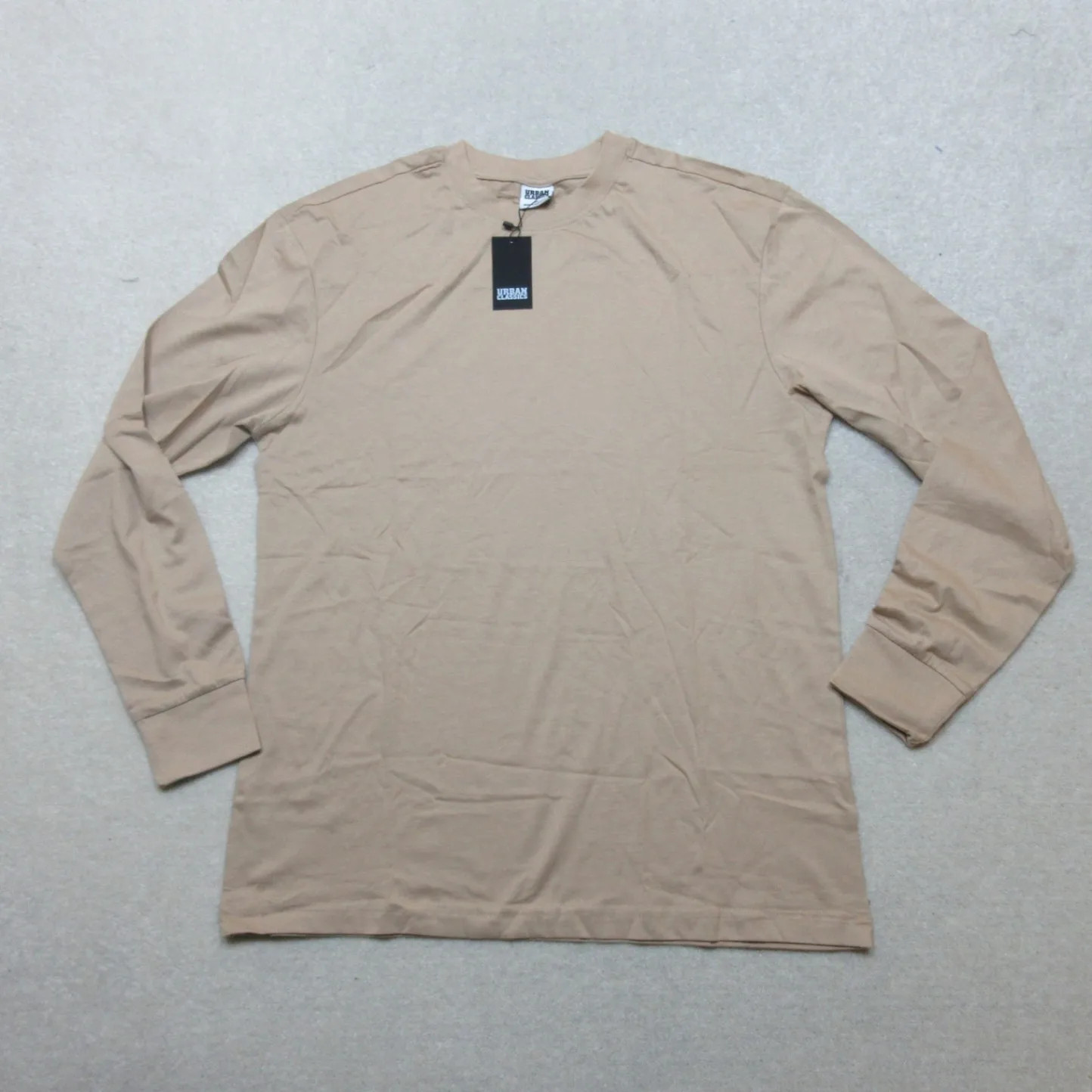 Urban Classics Tall Tee Long Sleeve Shirt M Tan Cotton Casual Wear gallery