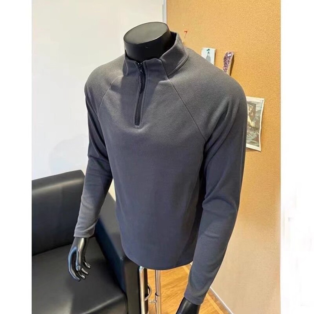 Sporty Half Zip Long Sleeve T Shirt Stand Collar for Running Casual Spring Wear gallery