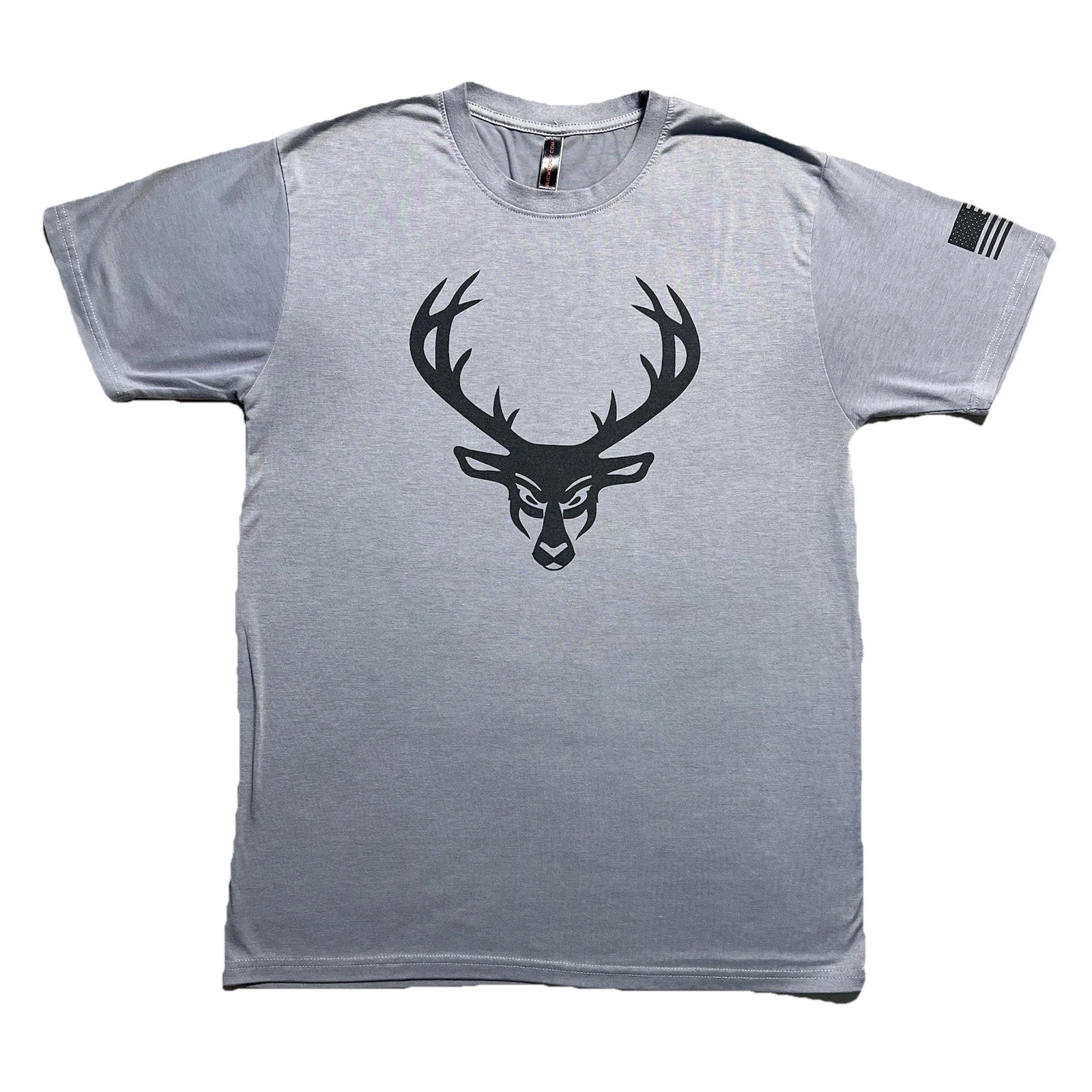 Bucked Up Deer Logo Graphic T Shirt Mens L Gray Gym Hunting Flag gallery