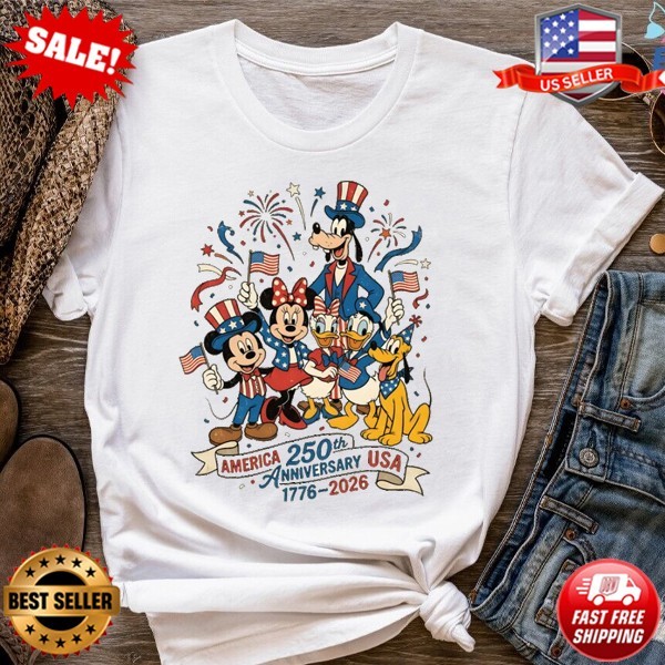 Retro USA 250th Anniversary Disney Mickey & Friends 4th of July T-Shirt S-5XL gallery