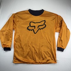 Y2K Fox Racing Shirt Mens Large Orange & Blue Reversible Mesh Moto MX Jersey