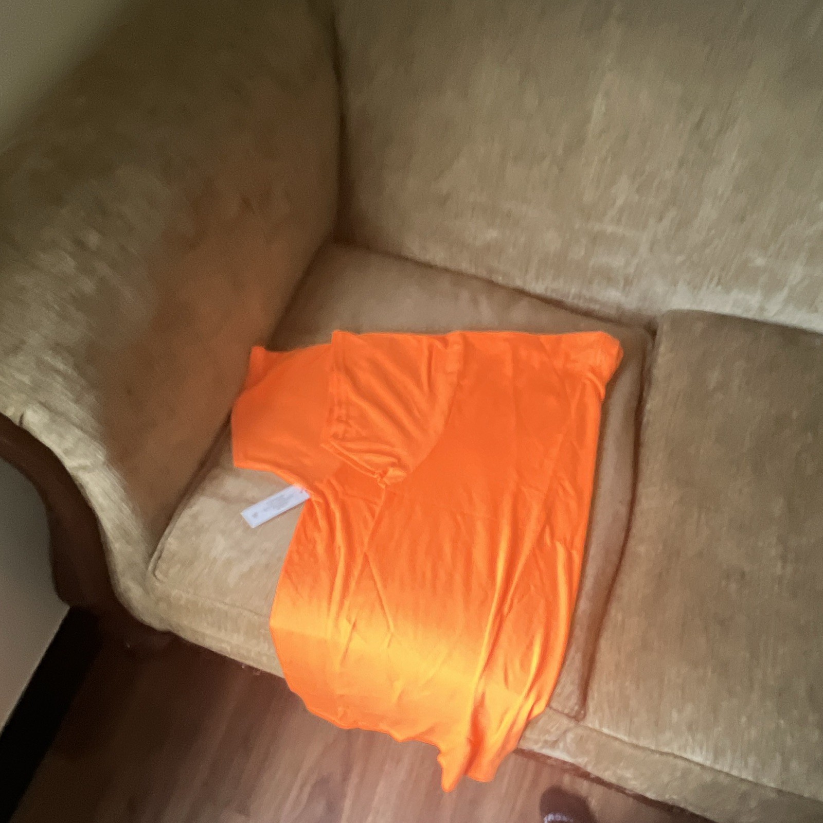 Athletic Works Men's XL Orange Solid Crew Neck Short Sleeve Cotton Tagless Tee gallery