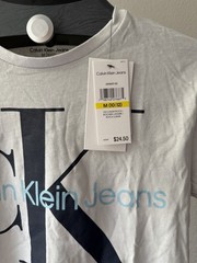 Calvin Klein Jeans Light Blue Graphic Print Cotton Crew Neck T-Shirt Kids M
