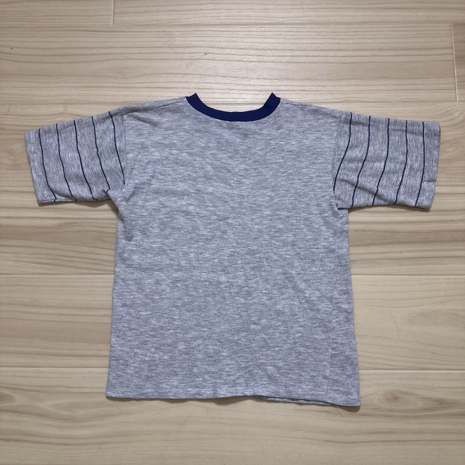 Vintage 80s Kansas State Grey & Navy Striped Single Stitch Ringer Shirt Small gallery