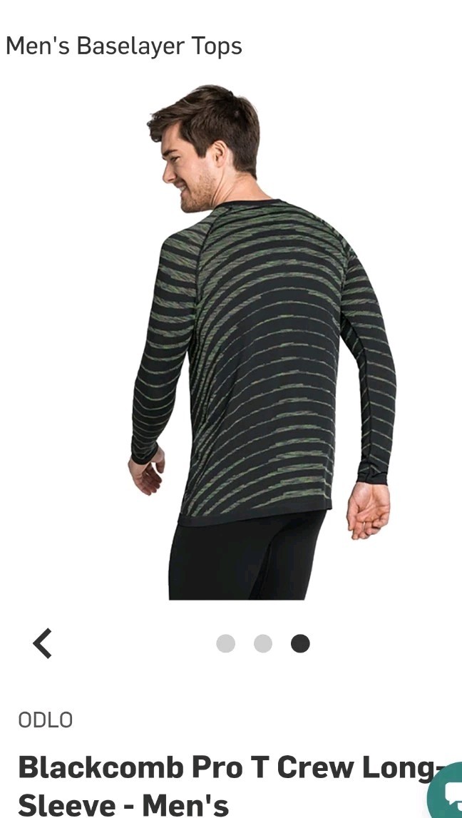 ODLO Base Layer Top Performance Light Fitted Long Sleeve Blackcomb Men's sz L gallery