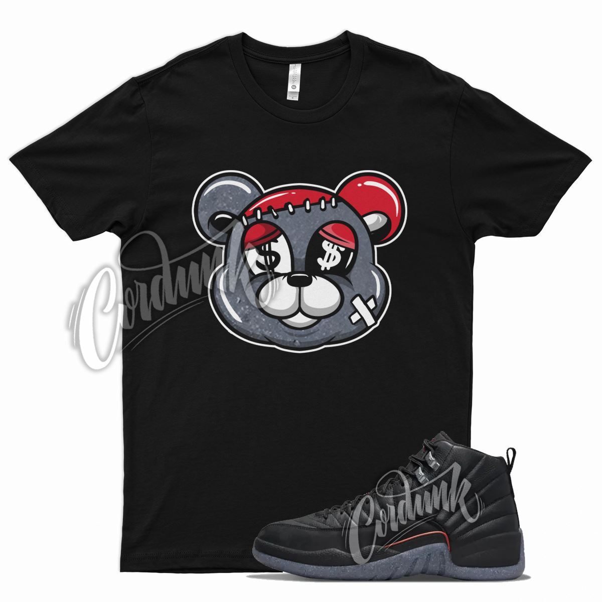 Black STITCH Shirt for J1 12 Utility Grind Bright Crimson Gym University Red
