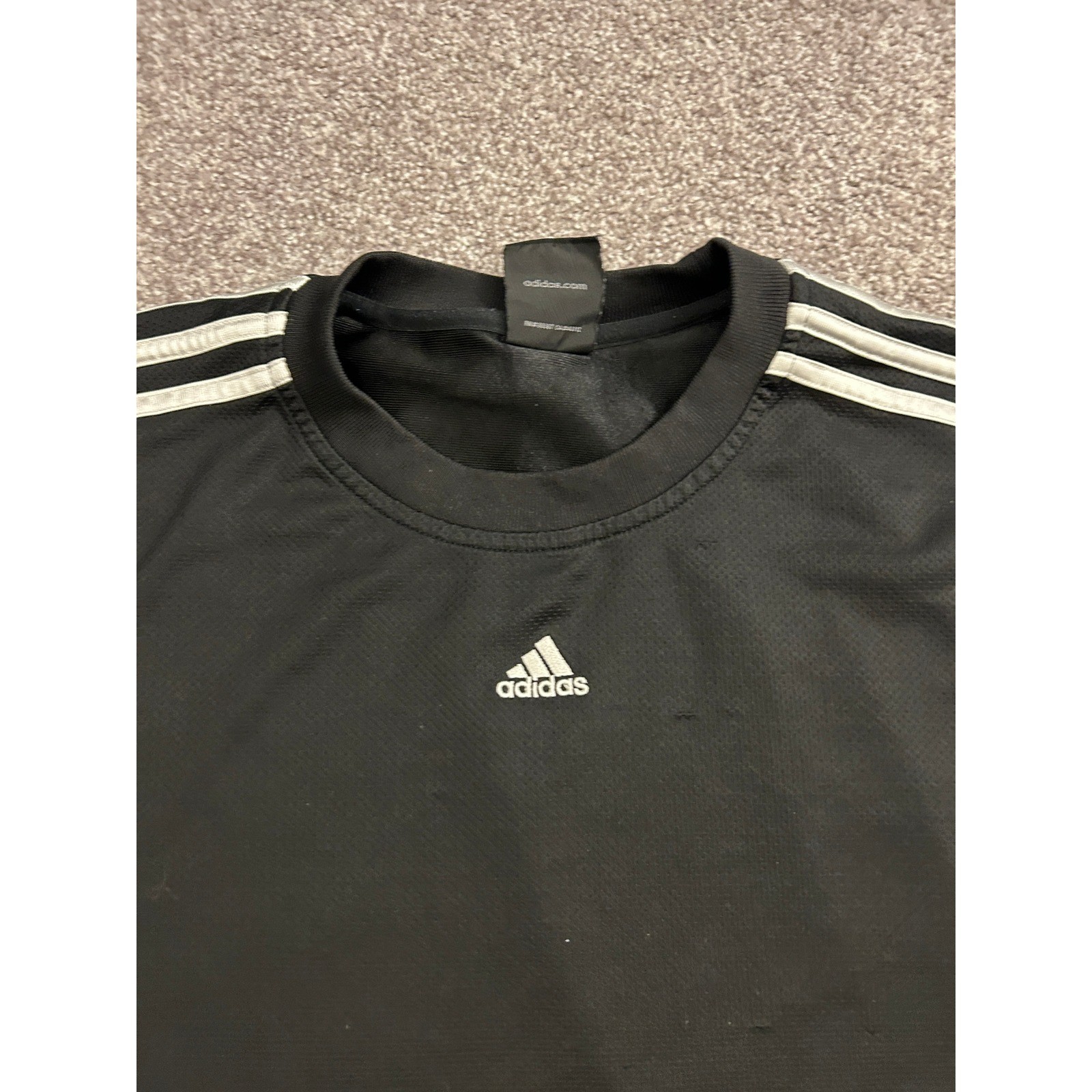 Adidas Athletic T-Shirt Mens Large Black Good 3-Stripe Mesh Performance Tee gallery