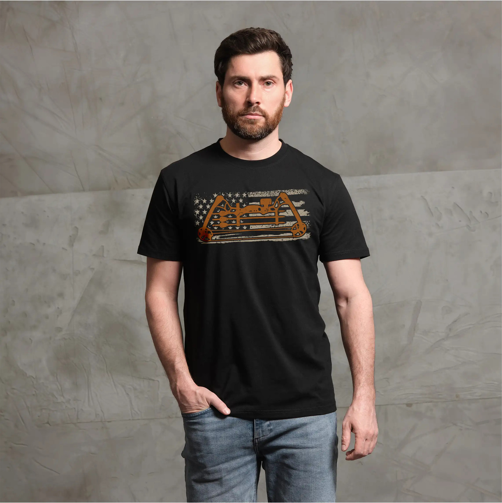 Men's patriotic USA flag archery bow hunting T-shirt sports archer tee gallery