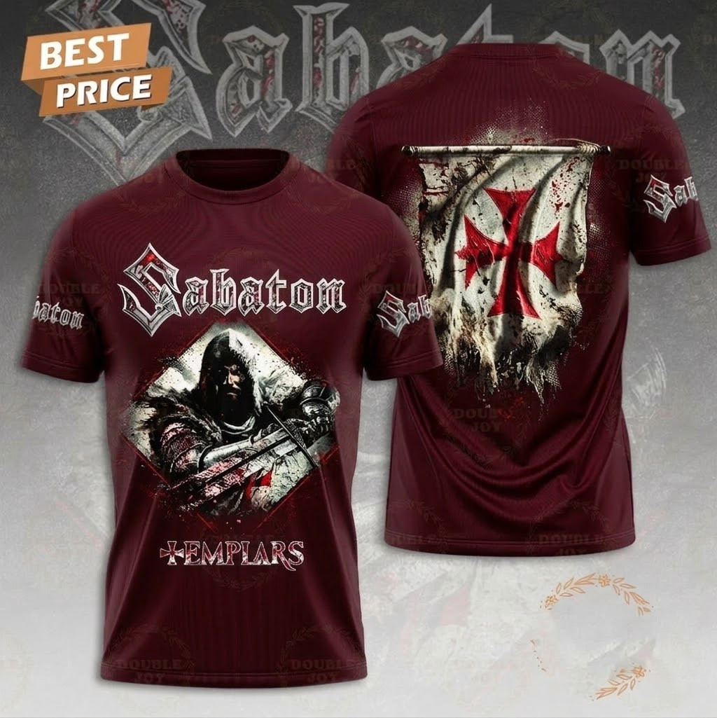 Very Rare Sabaton Band Templars 2025 Tour 3D T-Shirt S to 5XL 2F1955 gallery