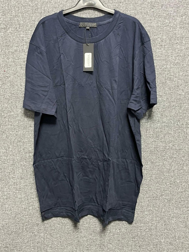 Mennace Regular Stepped Hem Plain T-Shirt Navy Blue XL TD024 SS 11