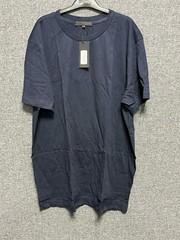 Mennace Regular Stepped Hem Plain T-Shirt Navy Blue XL TD024 SS 11