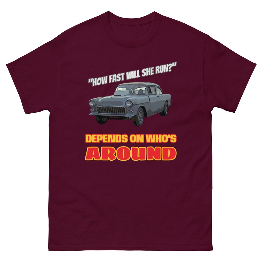 HOW FAST ? TWO LANE BLACKTOP 55 CHEVY GASSER T SHIRT By RACE CITY RETRO