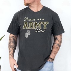 Personalized Proud Army Dad Shirt Custom Name Dog Tag Military Father’s Day Gift