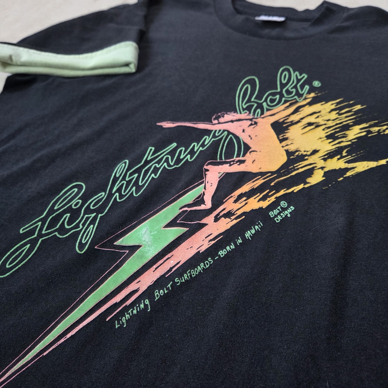 Vintage 90s Lightning Bolt Shirt XL Surf Beach Skate Neon gallery