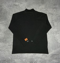 Heron Preston Black Style Embroidery Mock Neck Long Sleeve T-Shirt Size M Medium
