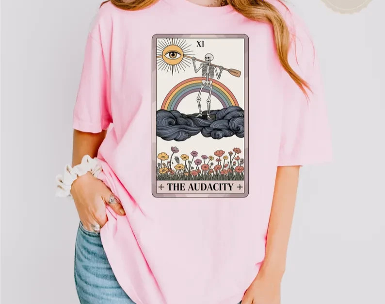 The Audacity Tarot Card T-shirt: Sarcastic Skeleton Shirt, Mystical Mama Tee gallery