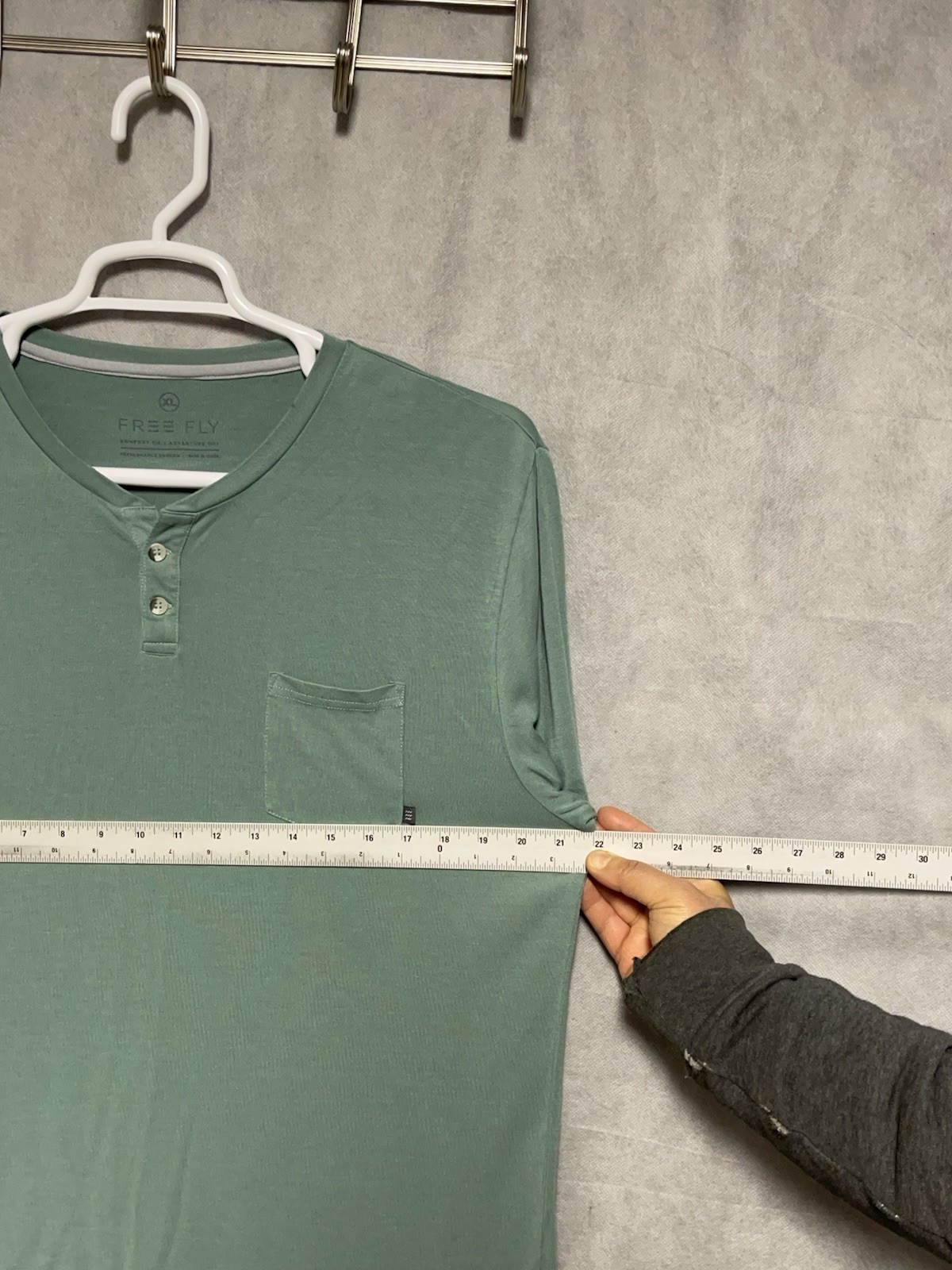 FREE FLY Shirt Men XL Green Henley Performance Bamboo Active Workout Gym Tee gallery
