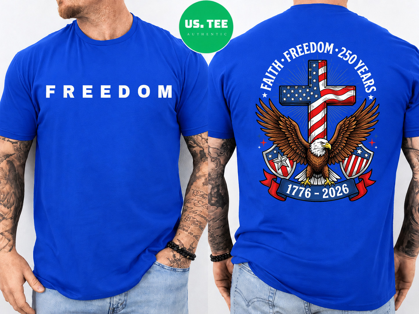 250th Anniversary USA Faith Freedom 4th of July Patriotic Two Sided T-Shirt gallery