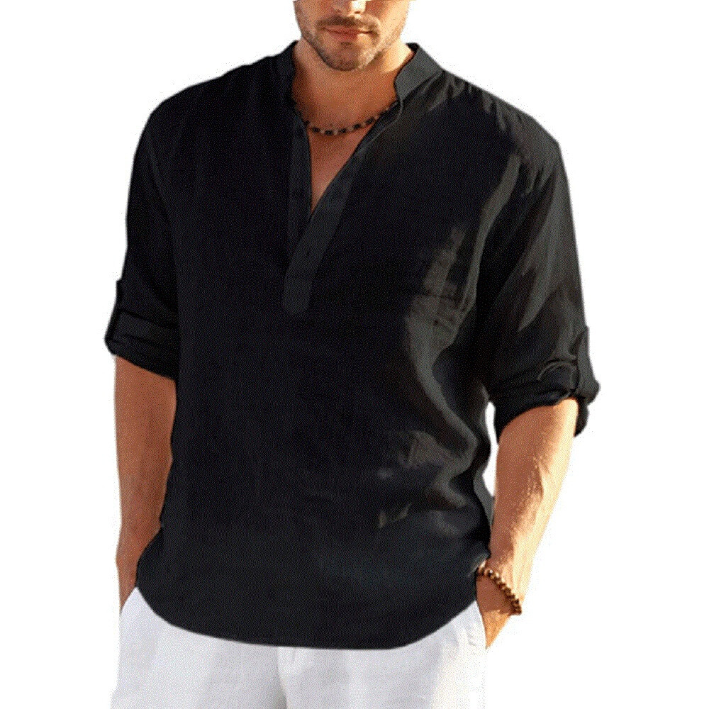 Camisa Holgada de Lino y Algodon manda Larga
