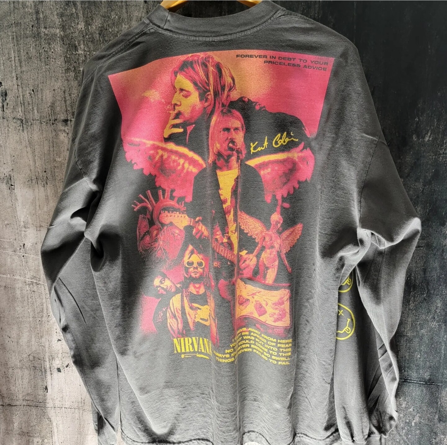 Kurt Cobain Nirvana Custom Long Sleeve Shirt 4-Sided Print Shaka Wear in Black!! gallery